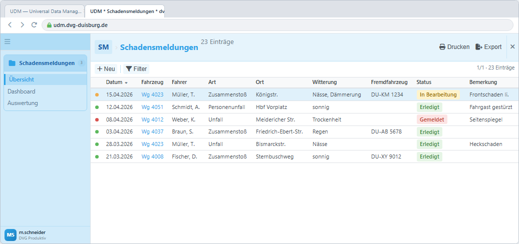 Digitalisierte Formulare in UDM